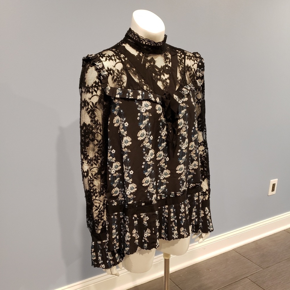 ERDEM x H&M Black Lace Floral Patterned Blouse